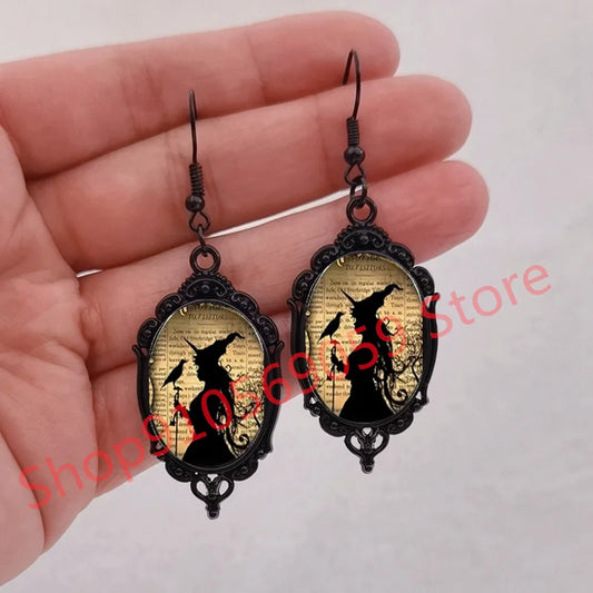 Gothic Halloween Lace Earrings – Skull, Crow, Pumpkin, Cat & Moon Designs