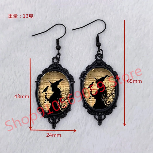 Gothic Halloween Lace Earrings – Skull, Crow, Pumpkin, Cat & Moon Designs