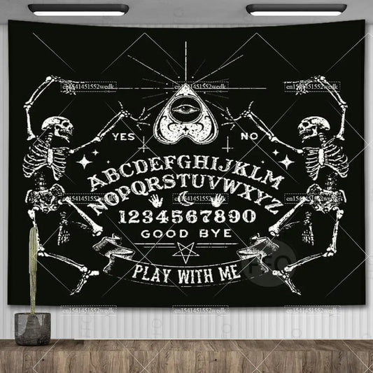 Ouija Board Mandala Tapestry – Gothic Baphomet Occult Decor for Witchcraft & Astrology