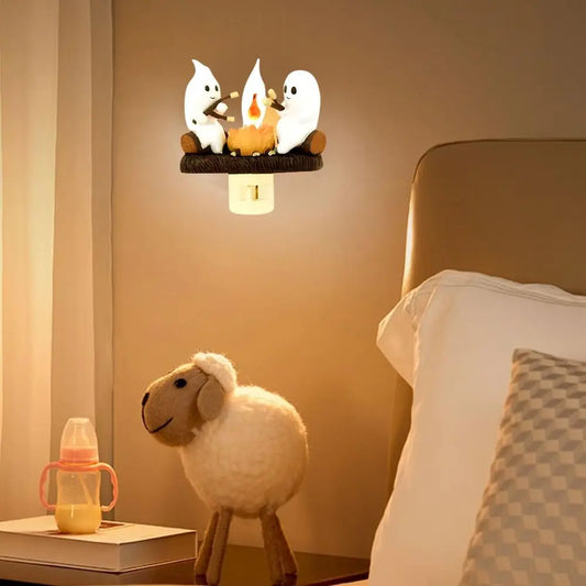 Ghost Campfire Flickering Halloween Night Light – 3D LED Indoor Decor