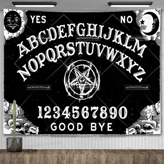 Ouija Board Mandala Tapestry – Gothic Baphomet Occult Decor for Witchcraft & Astrology