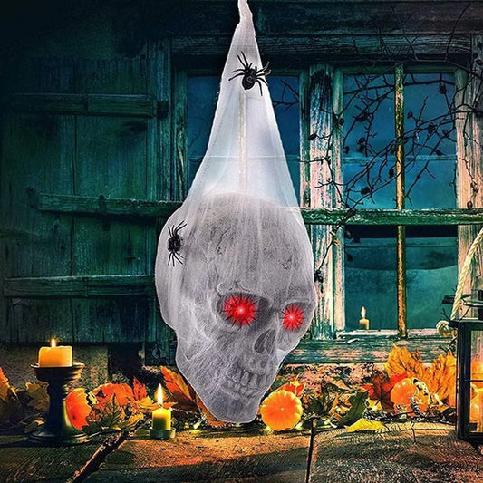 Halloween Horror Glowing Spider & Skull Prop – Sound-Controlled Decoration