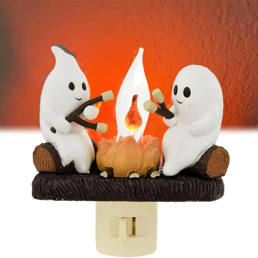 Ghost Campfire Flickering Halloween Night Light – 3D LED Indoor Decor