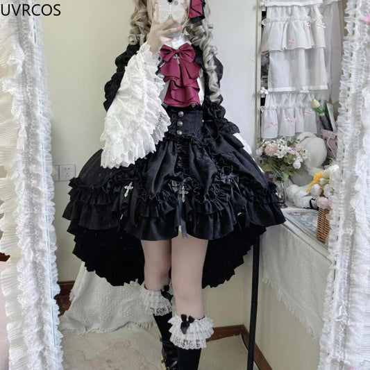 Victorian Gothic Lolita Dress Set – Punk Style Y2K Vintage Elegant Cosplay Anime Three-Piece Suit for Women