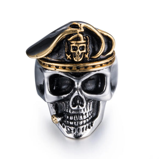 Gothic Punk Devil Skull Ring – Retro Adjustable Skeleton Snake Ring for Men