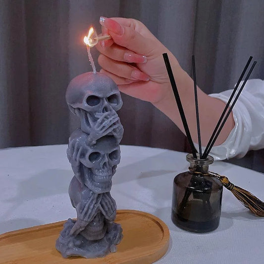 Halloween Triple Skull Candles – "Don't Watch, Don't Listen, Don't Speak" Aromatherapy Horror Series