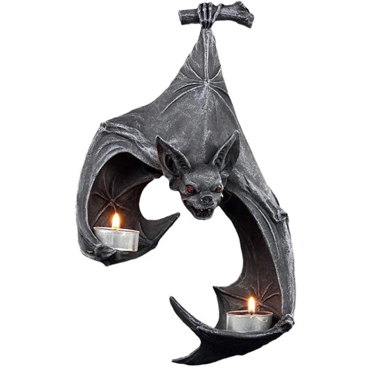 Black Bat Candle Holder – Gothic Wall Hanging Sconce Sculpture for Home & Festival Decor
