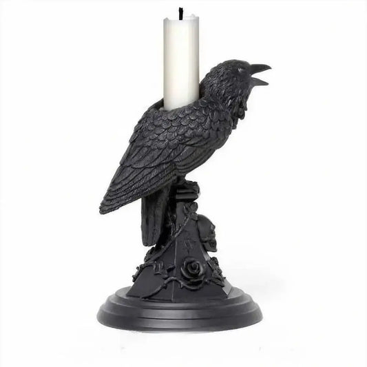 Multipurpose Resin Halloween Gothic Candle Holder – Black Crow & Owl Design for Home Decor