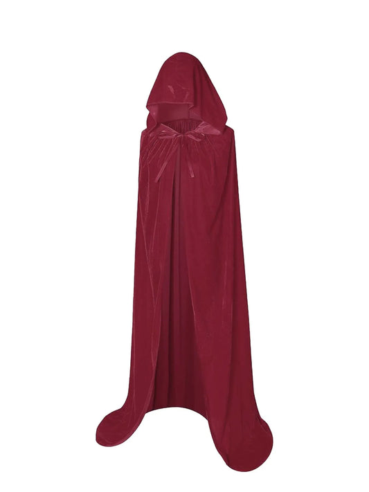 Christmas Velvet Halloween Grim Reaper Cloak – Long Hooded Unisex Cape for Devil, Witch, Wizard Cosplay