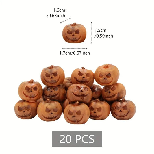 20PCS Miniature Resin Pumpkins – Halloween Party Decorations & DIY Craft Gifts for Home and Garden