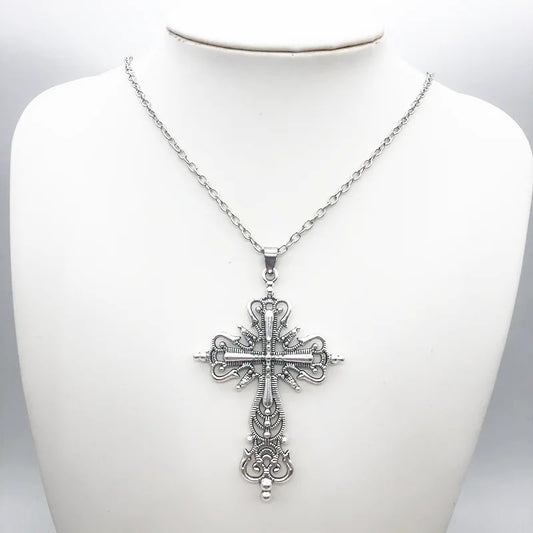 Gothic Dark Style Cross Pendant Necklace – Rock Punk Goth Fashion Jewelry for Women & Men