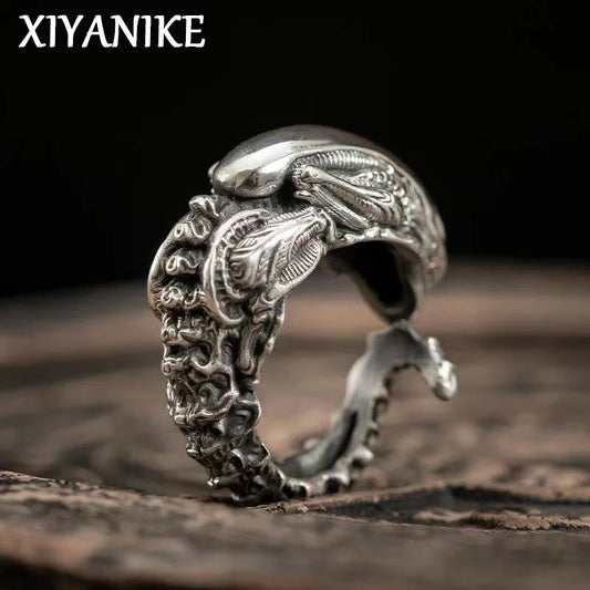 XIYANIKE Hip Hop Retro Skull Alien Adjustable Rings – Fashion Jewelry for Men & Women