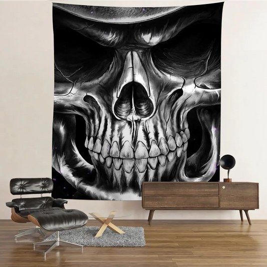 Simple Skull Love Retro Anime Tapestry – Tarot Hippie Wall Hanging for Dorms & Bedrooms