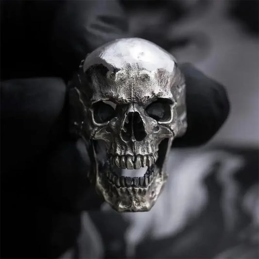 Gothic Punk Exaggerated Demon Skull Ring – Cool Men’s 316L Stainless Steel Biker Jewelry Gift
