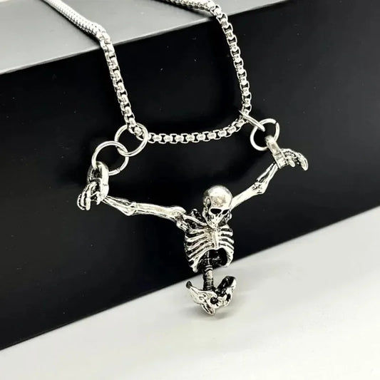 Punk Style Punished Man Skull Pendant Necklace – Vintage Hip Hop Jewelry for Men