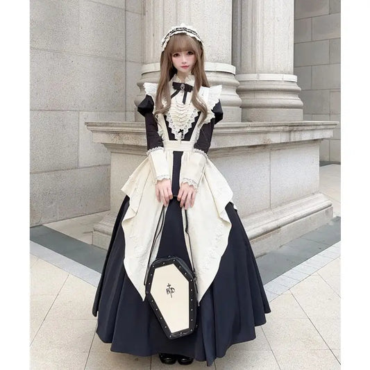 Gothic Lolita Maid Dress Victorian Style Long Sleeve Cosplay Outfit Classic Lace Apron Costume for Women Elegant Party Wear 2025