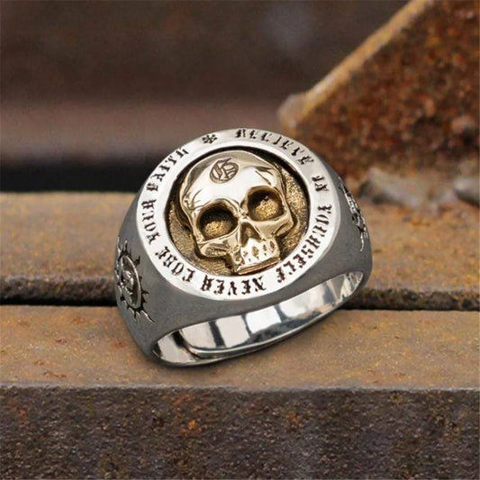 Classic Minimalist Vintage Skull Punk Rock Hip Hop Trend Men’s Ring – Birthday & Party Gift