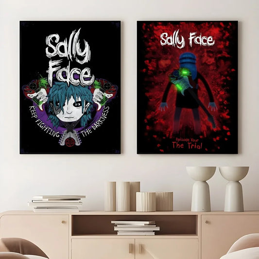Game S-Sally Face Horror Poster – Cool Waterproof Sticky Wall Art for Home & Bar Decor