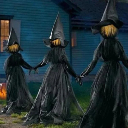 Halloween Light-Up Witches Decoration with Stakes – Outdoor Sound-Activated Screaming Witches