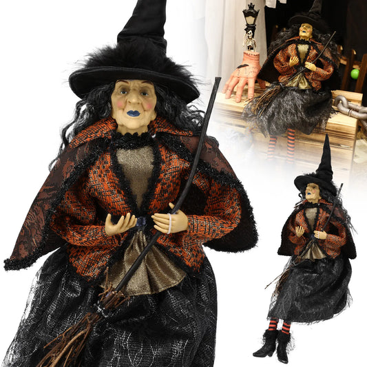 High Quality Haunted House Witch Ornaments – Halloween Tree Top Star & Witch Doll Decor