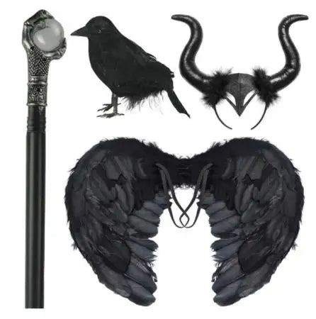 Girl Black Witch Cosplay Dress – Kids Halloween Carnival Evil Queen Costume