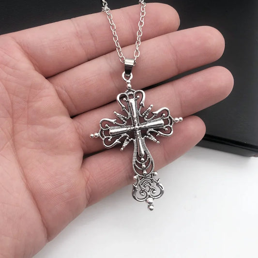 Gothic Dark Style Cross Pendant Necklace – Rock Punk Goth Fashion Jewelry for Women & Men