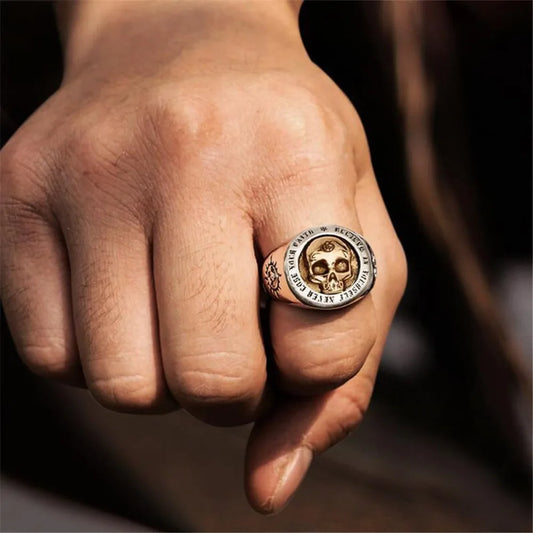 Classic Minimalist Vintage Skull Punk Rock Hip Hop Trend Men’s Ring – Birthday & Party Gift