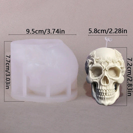 Halloween Rose Skull Candle Silicone Mold – 3D Aromatherapy & Resin Craft Mold