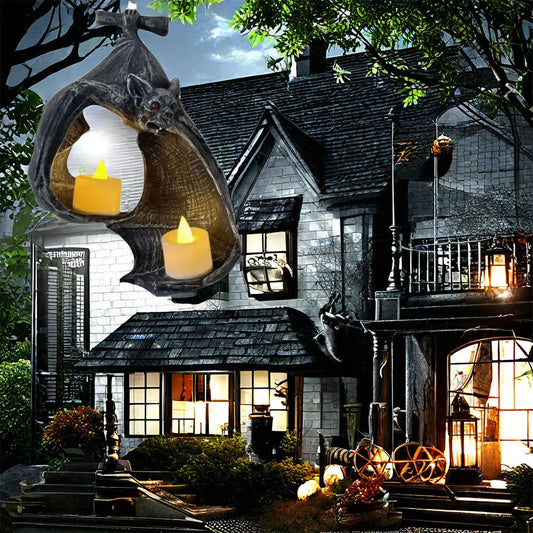 Bat Wall Tealight Holder – Gothic Bat Sconce Candle Holder for Halloween Wall Decor
