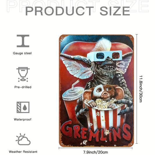 Gremlins Poster – Vintage Horror Movie Metal Sign, Retro Tin Wall Decor (8x12 Inch)