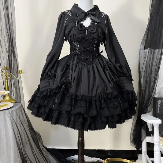 Japanese Victorian Gothic Lolita Dress – Punk Style Lace Bow Party & Cosplay Princess Dress