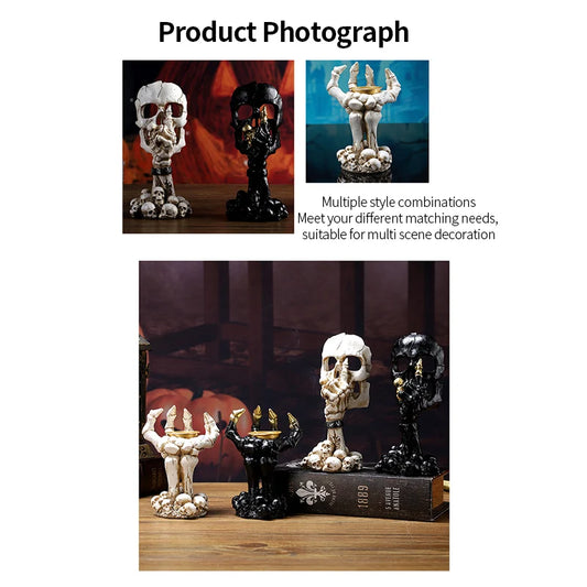 Halloween Skull Palm Shaped Candle Holder – Spooky Holiday Party & Home Decoration Ornament