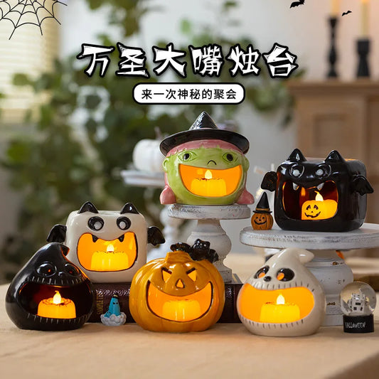 Halloween Ceramic Candle Holder – Cute Ghost & Pumpkin Candlestick for 2025 Festive Decor
