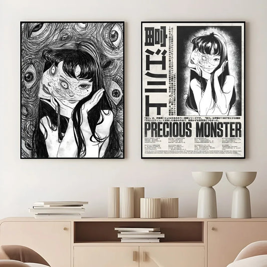 J-Junji Ito Tomie Retro Cool Girl Poster – Waterproof Sticky Wall Art for Home & Bar Aesthetic Decor