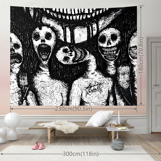 Ghost Skull Abstract Tapestry – Dark Gothic Wall Art for Bedroom & Living Room Decor