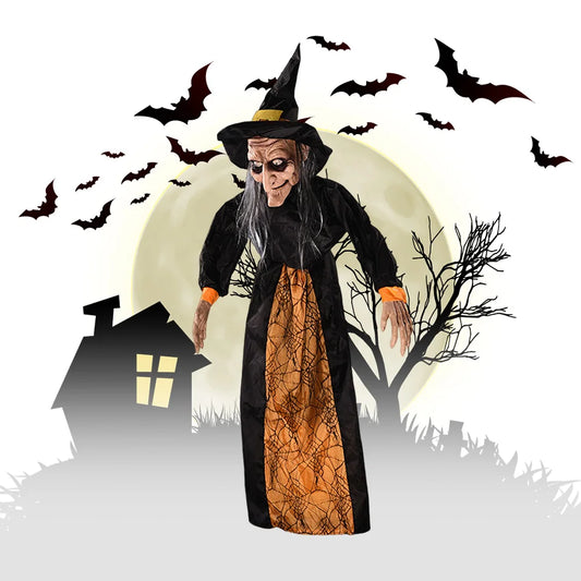 Halloween Eerie Illuminated Hanging Witch Horror Toy – Voice-Controlled Luminous Soundmaking Ghost Decoration