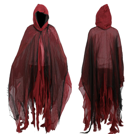 Halloween Medieval Zombie Skull Cloak for Men – Vintage Horror Hooded Cape Renaissance Cosplay Costume