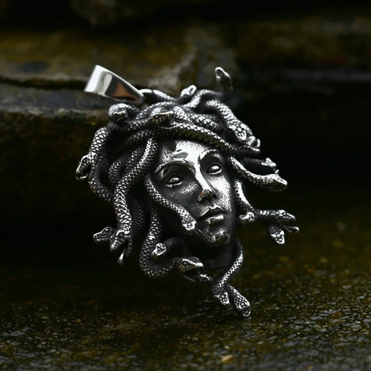 Gothic 316L Stainless Steel Classic Medusa Pendant Necklace – Vintage Snake Design for Men & Women