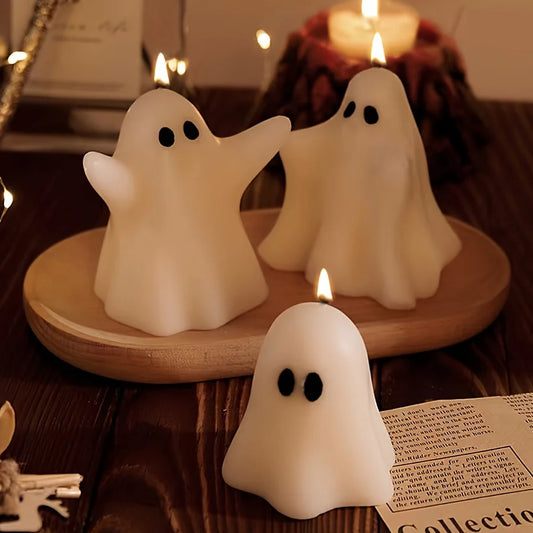 Handcrafted Halloween Ghost Scented Candle – Lavender Aroma, Single Wick Jar, Irregular Shape