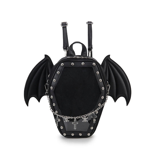 Gothic Punk Coffin-Shaped Ita Bag – Clear Backpack & Shoulder Bag for Women