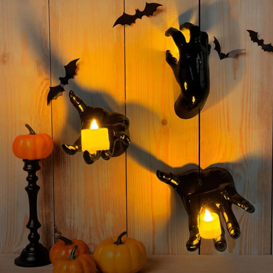 3pcs Creepy Hands Wall Candle Holders – Halloween Wall Hanging Decorations