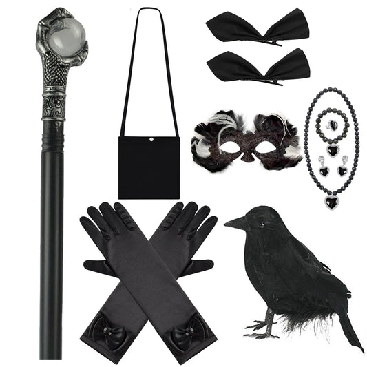 Halloween Costume for Kids – Black Witch Dress with Luxury Lace & Sequin Details