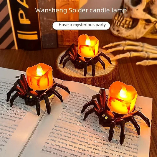 LED Electronic Glowing Spider Candle Lamp – Halloween Spooky Décor & Party Enhancer