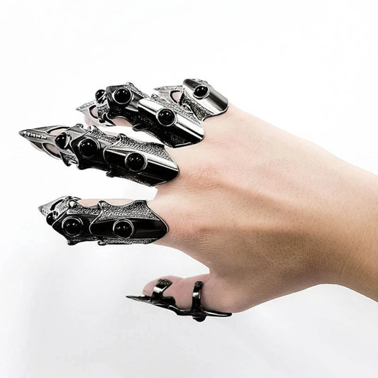 Black Metal Finger Claw – Unique Skeleton Full Finger Rings for Punk Rock Style & Tech-Inspired Fashion