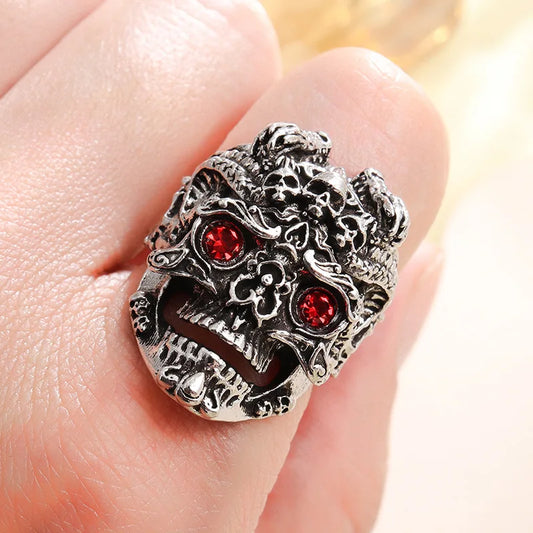 Hot Sale Rock Gothic Punk Men's Ring – Vintage Distressed Skull Personality Ring