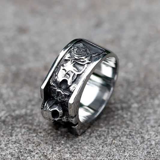 NEW Men's 316L Stainless Steel Vintage Skull Ring – Punk Fashion Jewelry for Teens