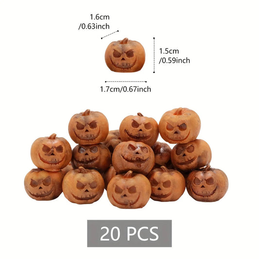 20PCS Miniature Resin Pumpkins – Halloween Party Decorations & DIY Craft Gifts for Home and Garden