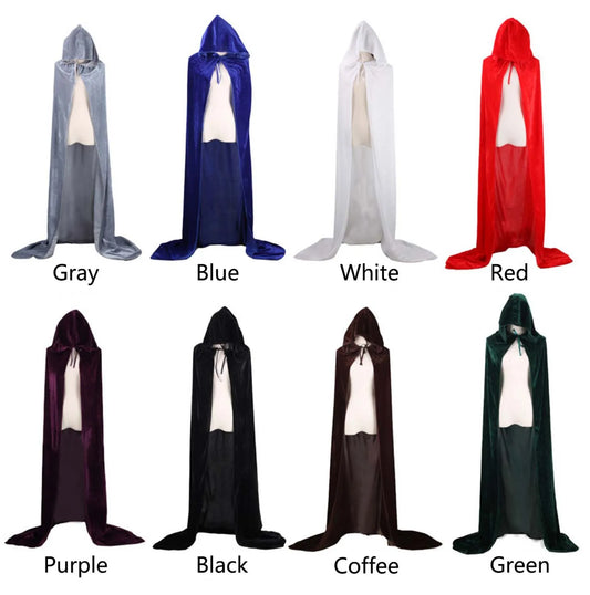 Christmas Velvet Halloween Grim Reaper Cloak – Long Hooded Unisex Cape for Devil, Witch, Wizard Cosplay