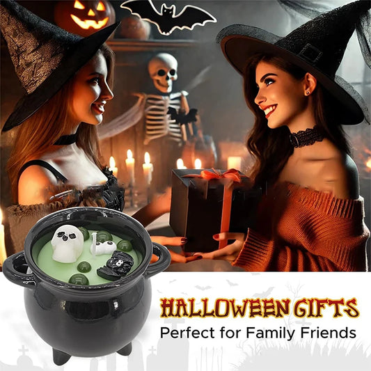 Halloween Skull Candle Decorations – Gothic Bubble Jar Bath Skull Candle