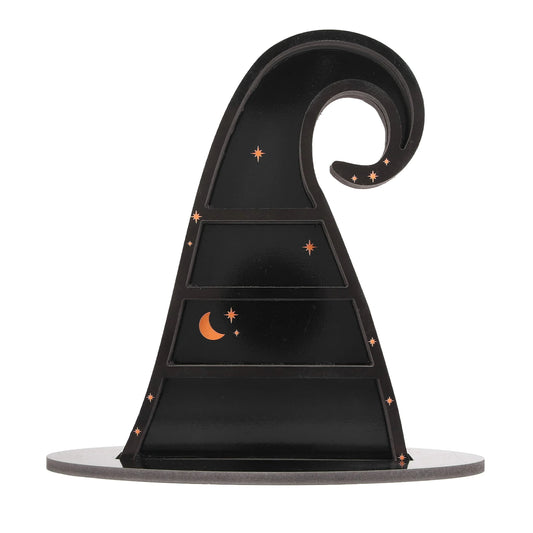 Gothic Witch Hat Crystal Display Shelf – PVC Stone Display for Bedroom or Office